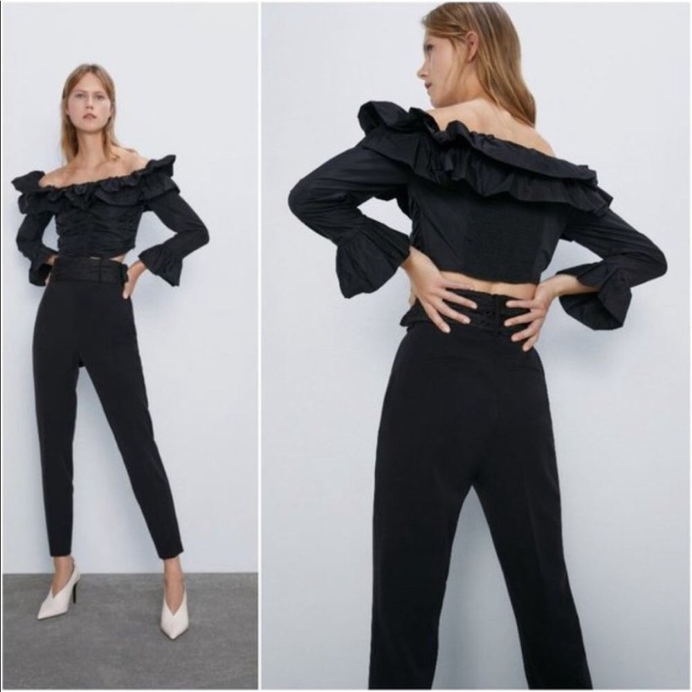 Zara Cropped Ruched Top - Picture 3 of 5